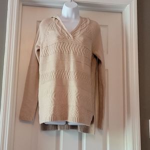 V-neck hooded sweater